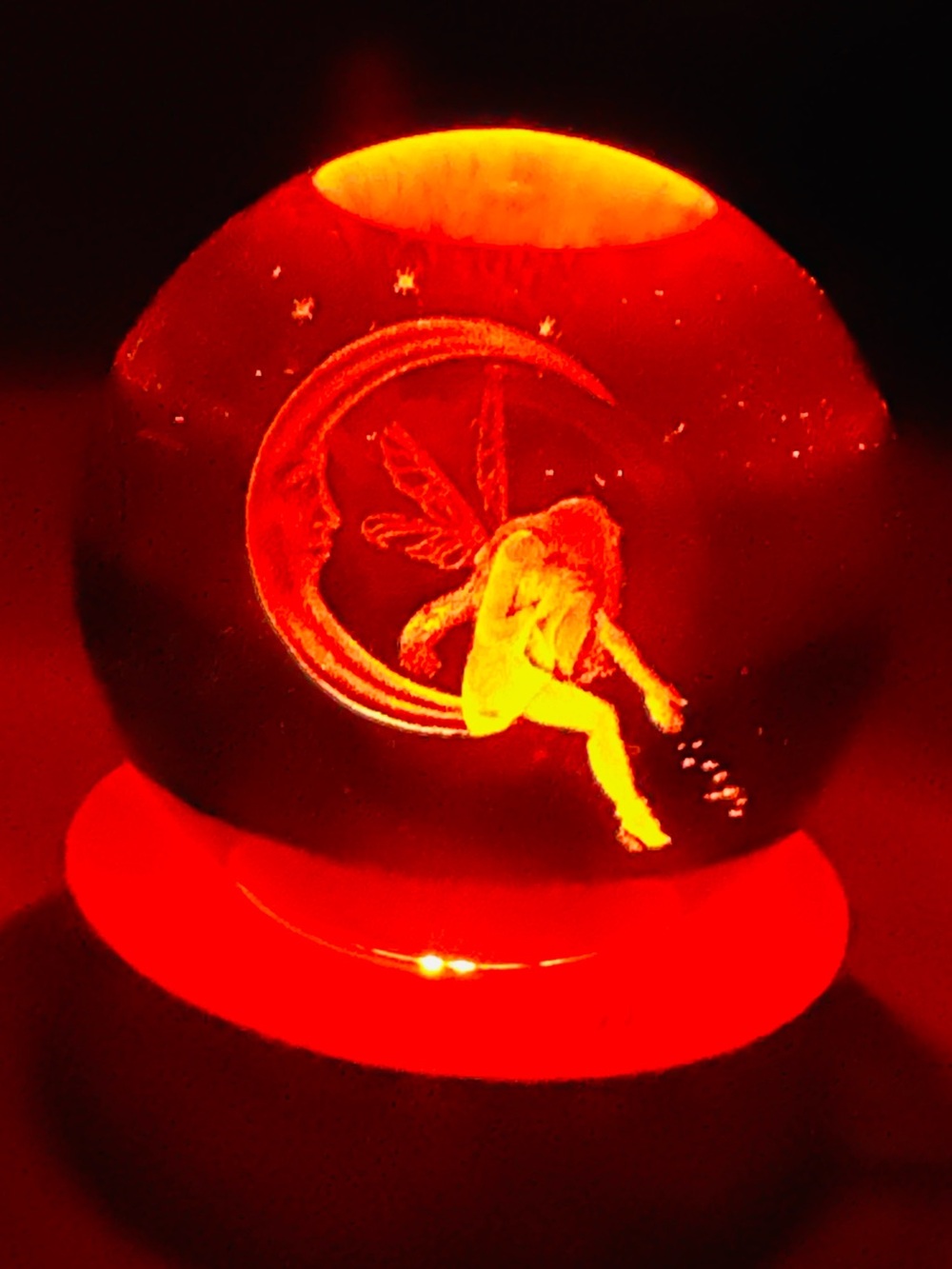 Red Fairy Crystal Globe Decorative Home Art